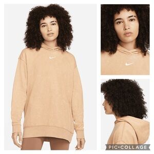 Nike Sportswear Essential Washed Fleece Oversized Hoodie Sweatshirt Women’s XS